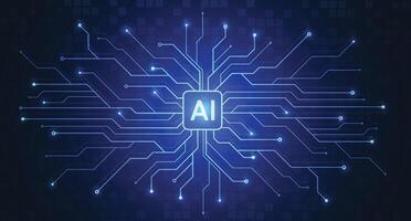 Artificial intelligence chipset on circuit board in futuristic vector