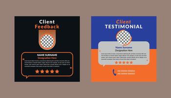 Client Testimonial Design in Bundle. Minimal Template Display for Promotional Campaign. vector