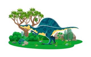 Dinosaur in the jungle illustration vector