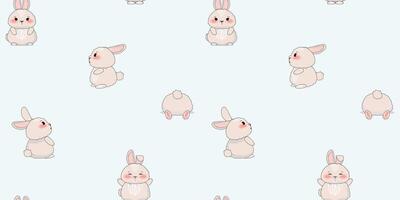 Seamless bunny pattern in outline cartoon style for fabric, cards, and digital use vector