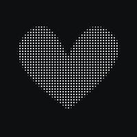 Abstract halftone dotted heart shape. Isolated pop art overlay texture vector