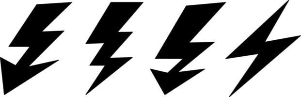 Doodle Stencil lightning set icon Thunder charging power collection vector