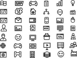 Set of 42 outline icons related to computer. Linear icon collection. Editable stroke.illustration vector