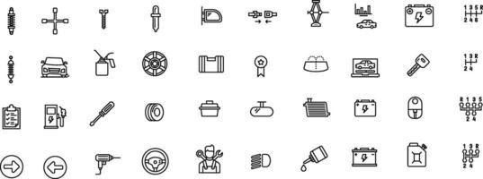Car Parts line Editable Icons set.illustration in thin line modern style of car structure related icons body parts, engine types, gearbox, internal parts, and more. vector