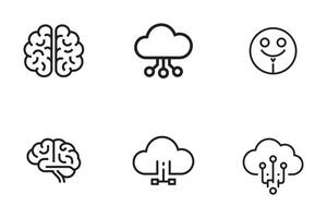 Professional Artificial Intelligence and Analytics Icons for Branding and Design vector