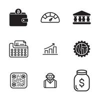 Essential Investment and Crypto Wallet Icons for Web and Infographics vector