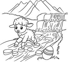 a sheep is climbing a mountain to achieve egg stock photo vector
