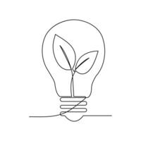 Continuous single line drawing of ecology Sustainable concept outline design vector
