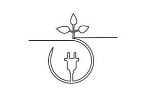 Continuous recology Sustainable single line hand draw sketch and outline design of isolated art vector