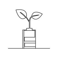 Simple illustration of ecology Sustainable continuous single line art vector