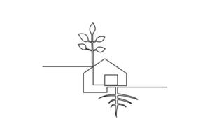 Ecology Sustainable continuous one line art drawing of isolated outline style vector