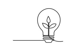 Ecology sustainable nature planet continuous single line art drawing of minimalist outline style vector