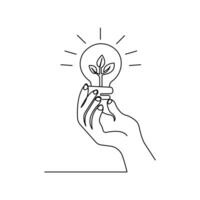 Ecology Sustainable continuous single line hand drawn to outline art design vector