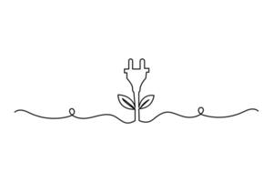 Continuous one line art drawing of ecology Sustainable design vector