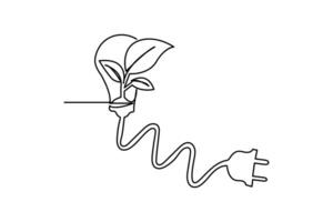 Simple illustration of ecology Sustainable shape continuous single line art drawing ecology outline icon vector