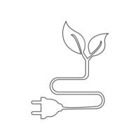 Ecology Sustainable continuous one line art drawing of concept doodle style outline design vector
