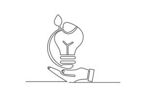 Ecology Sustainable continuous one line drawing of Isolated outline design black white background vector