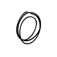 A black and white drawing of a circle with a line drawn around it vector