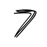 A black and white drawing of a number seven vector