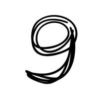 A black and white drawing of a number nine vector