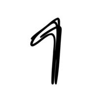 A black and white drawing of a number one vector