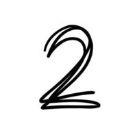 A black and white drawing of a number two vector