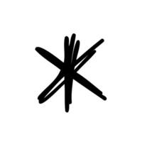 A black and white drawing of a cross with a line drawn on it vector