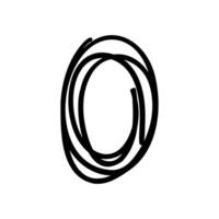 A black and white drawing of a circle with a line drawn around it vector