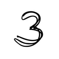 A black and white drawing of a number three vector