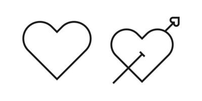 Two hearts with arrows pointing to the left and right vector