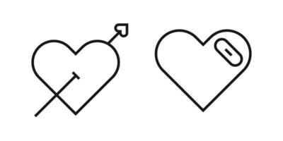 Two hearts with arrows pointing to them vector
