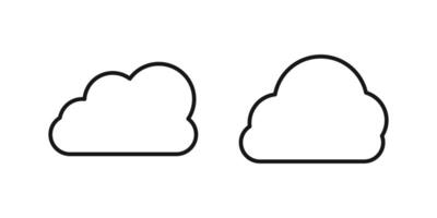 Two clouds are shown in a line drawing vector