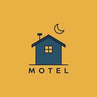 Minimalist Motel Icon with Blue Building and Crescent Moon vector