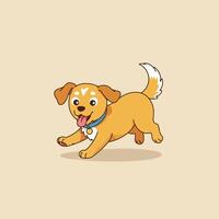 Playful Puppy Cartoon Running with Tongue Out and Collar vector