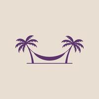Hammock Between Palm Trees Simple Vacation and Tropical Relaxation Concept vector
