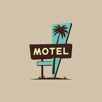 Retro Motel Sign Graphic with Palm Tree for Travel Promotion vector