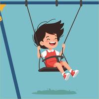 Child Playing on Swing Smiling with Joyful Expression Fun Activity vector