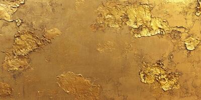 Bright shiny gold foil texture pattern wallpaper background with copy space. Grunge aesthetic, shimmering effect, luxurious, expensive golden yellow photo
