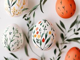 close up easter eggs with floral designs on them photo