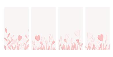 Spring poster with flower design and pink frame. Easter banner with pastel floral pattern background. healing spa and fragrance decoration. Elegant yoga art abstract ornament for minimal label vector