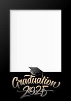 Class of 2025, graduation photo frame. 3D design with copy space vector