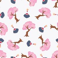 Hanami holiday. Seamless pattern in Japanese style. Endless textures for your design vector