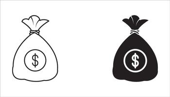 Money bag . icon set. 10 EPS vector