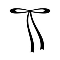 Hand drawn tied bow icon. Tied ribbon silhouette in doodle style. Outline element. Isolated on white. vector