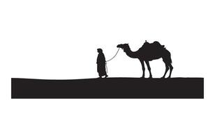 Rain and desert travel scene with man camel vector