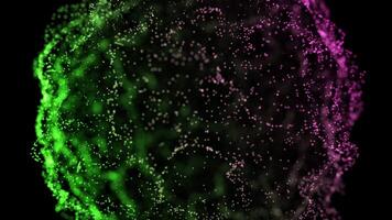 Vibrant Green and Pink Particle Sphere with Abstract Cosmic Flow video