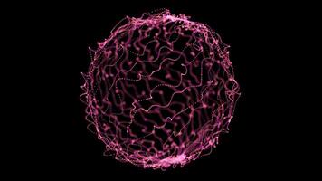 Abstract Pink Sphere with Flowing Points and Dynamic Neon Lines video