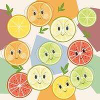 seamless background with citrus fruits vector