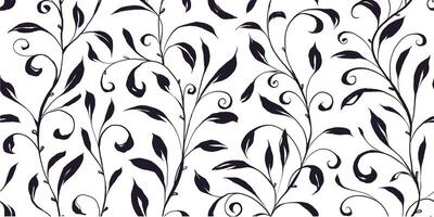 Floral Seamless Pattern with Hand Drawn Herbs. Nature contemporary floral art design in retro style with subtle grunge effect perfect for modern print projects, fashion, wrapping paper vector
