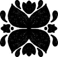 a black flower design with a white background vector